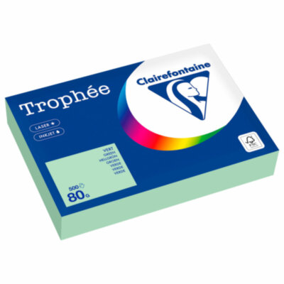 Бумага цветная CLAIREFONTAINE, А4, 80 г/м2, 500 л., пастель, зеленая, Франция, 1975PC, 116711