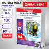 Фотобумага матовая, А4, 90 г/м2, односторонняя, 100 листов, ПАКЕТ, BRAUBERG ORIGINAL, 364424, 364424