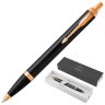 Ручка шариковая PARKER "IM Core Black Lacquer GT", черный глянцевый лак, позолота, синяя, 1931666, 142533