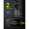 Сетевой фильтр DEFENDER DFS 753, 5 розеток, 2 разъема USB, 3 м, черный, 99753, 512732