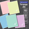 Тетрадь А5, 80 л., BRAUBERG скоба, клетка, обложка картон, "Пастельная" Pastel Tone, 404411, 21 штук, 404411