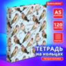 Тетрадь на кольцах А5 (175х215 мм), 120 листов, твердый картон, клетка, BRAUBERG, Щеглы, 404079, 404079