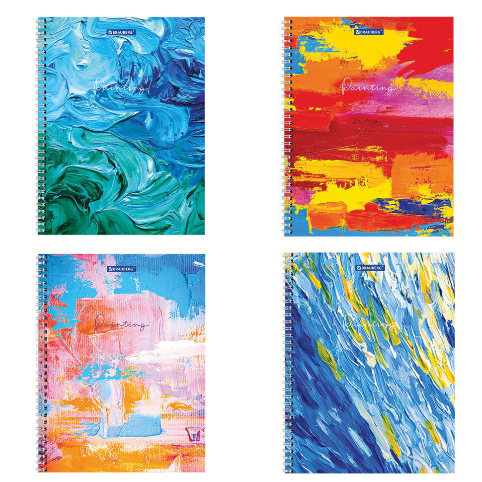 Тетрадь А4, 120 л., BRAUBERG гребень, клетка, обложка картон, "Painting", 404072, 404072