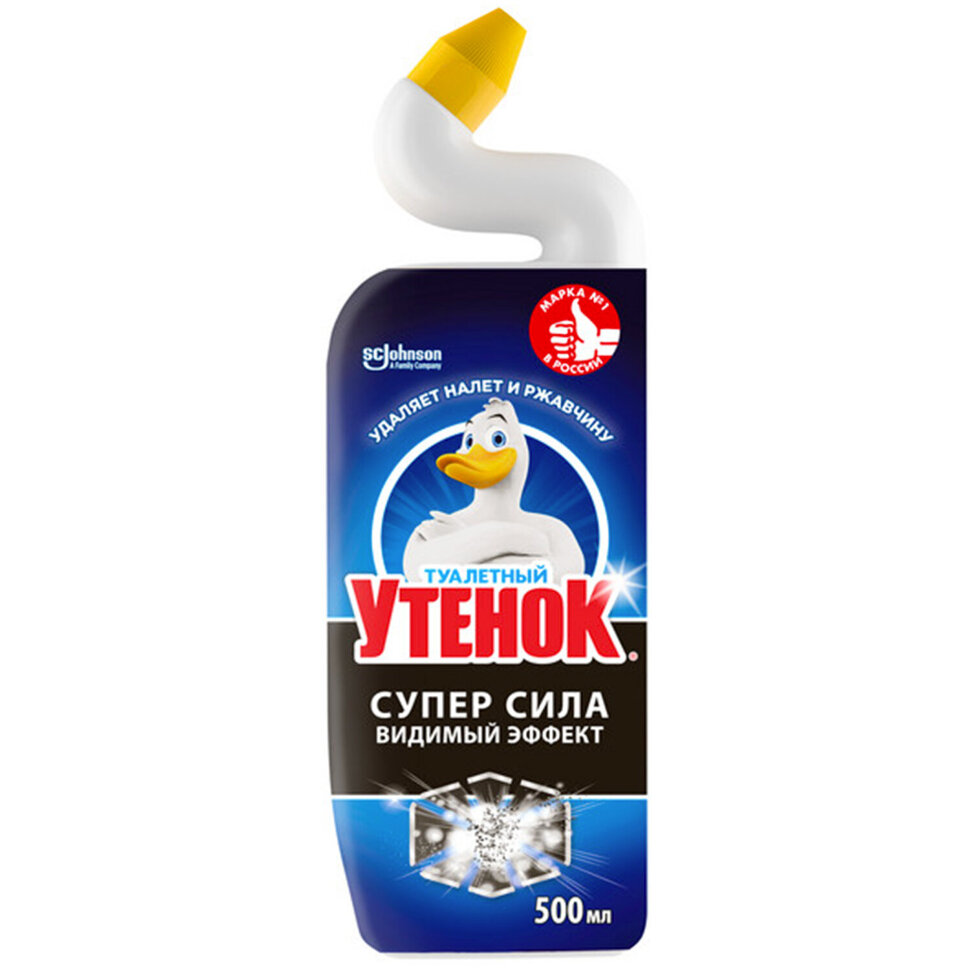 Средство для уборки туалета 500 мл ТУАЛЕТНЫЙ УТЕНОК Супер Сила "Видимый Эффект", 696888, 605505