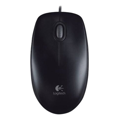 Мышь проводная LOGITECH B100, USB, 2 кнопки + 1 колесо-кнопка, оптическая, черная, 511461