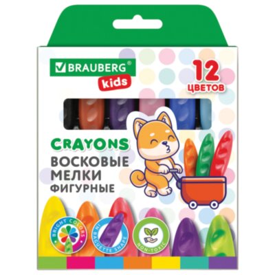 Восковые мелки фигурные BRAUBERG KIDS "Батоны", 12 цветов, 273093, 273093
