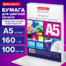Бумага для цветной лазерной печати А5, ПЛОТНАЯ 160 г/м2, 100 л., BRAUBERG DIGITAL, 145% (CIE), 116408, 116408