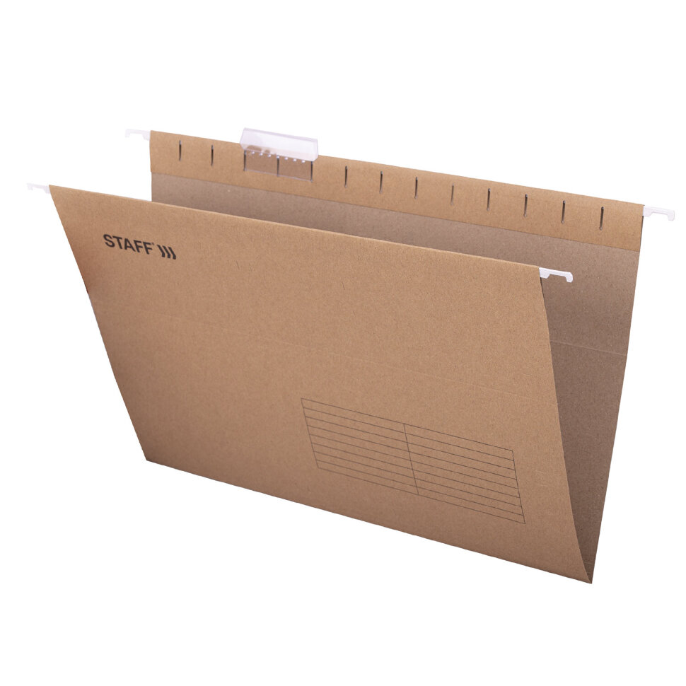 Подвесные папки A4/Foolscap (404х240 мм) до 80 л., КОМПЛЕКТ 10 шт., крафт-картон, STAFF, 270937, 270937