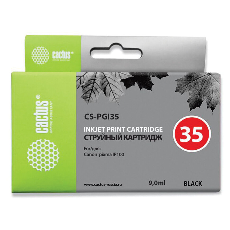 Картридж струйный CACTUS (CS-PGI35) для CANON PIXMA ip100, черный, 362761