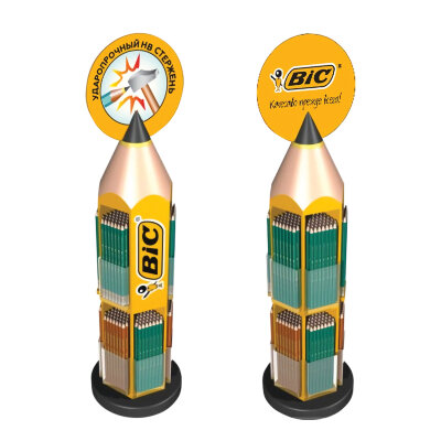 Дисплей настольный для размещения карандашей BIC, 21х21х90 см, 11 отделений, БЕЗ НАПОЛНЕНИЯ, 944859, 502659