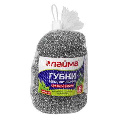 Губки (мочалки) металлические, сетчатые, 6х15 г, КОМПЛЕКТ 6 шт., для посуды, гриля, плиты, LAIMA, 603103, 603103