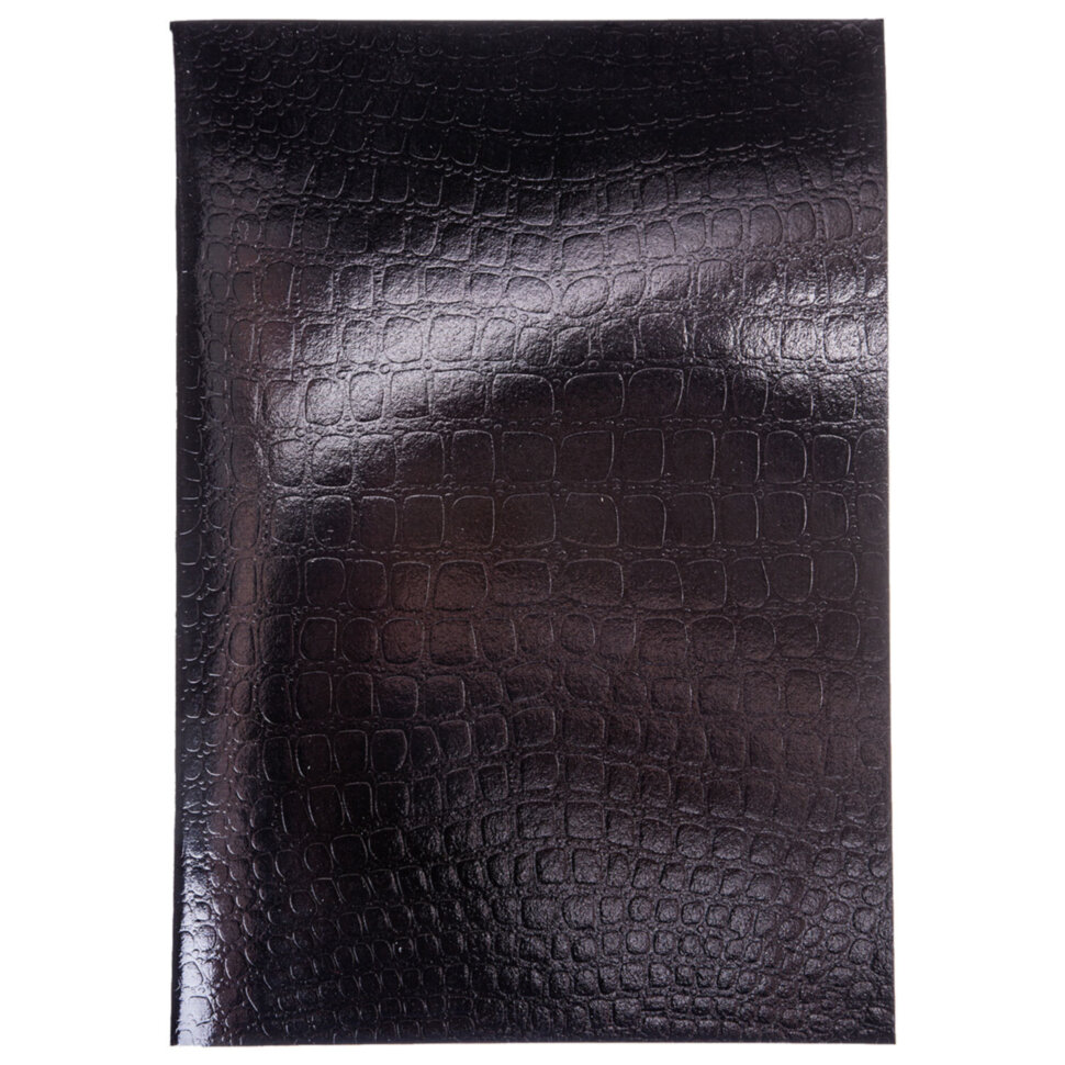 Тетрадь бумвинил А4 96 л., скоба, офсет №1, клетка, ЧЕРНАЯ, "Metallic", тиснение CROCO, HATBER, 072787, 96Т4бвВ3, 405681