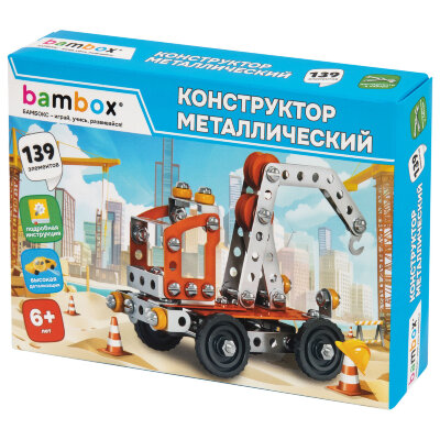 Конструктор металлический "Кран", цветной, с подвижными деталями, 139 элементов, BAMBOX (БАМБОКС), 667032, 667032