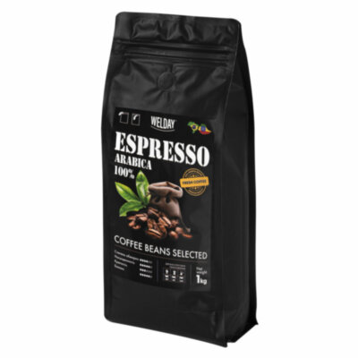 Кофе в зернах WELDAY (ВЭЛДЭЙ) "ESPRESSO Arabica" 1 кг, арабика 100%, 623437, УТ000015160, 623437