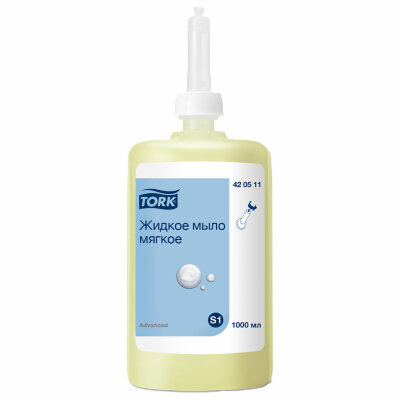 Картридж с жидким мылом одноразовый Tellus/TORK (Система S1) Advanced, 1 л, мягкое, 420511, 608891