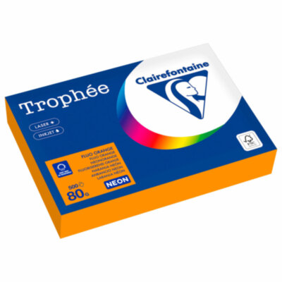 Бумага цветная CLAIREFONTAINE, А4, 80 г/м2, 500 л., неон, оранжевый, Франция, 2978C, 2978PC, 116727