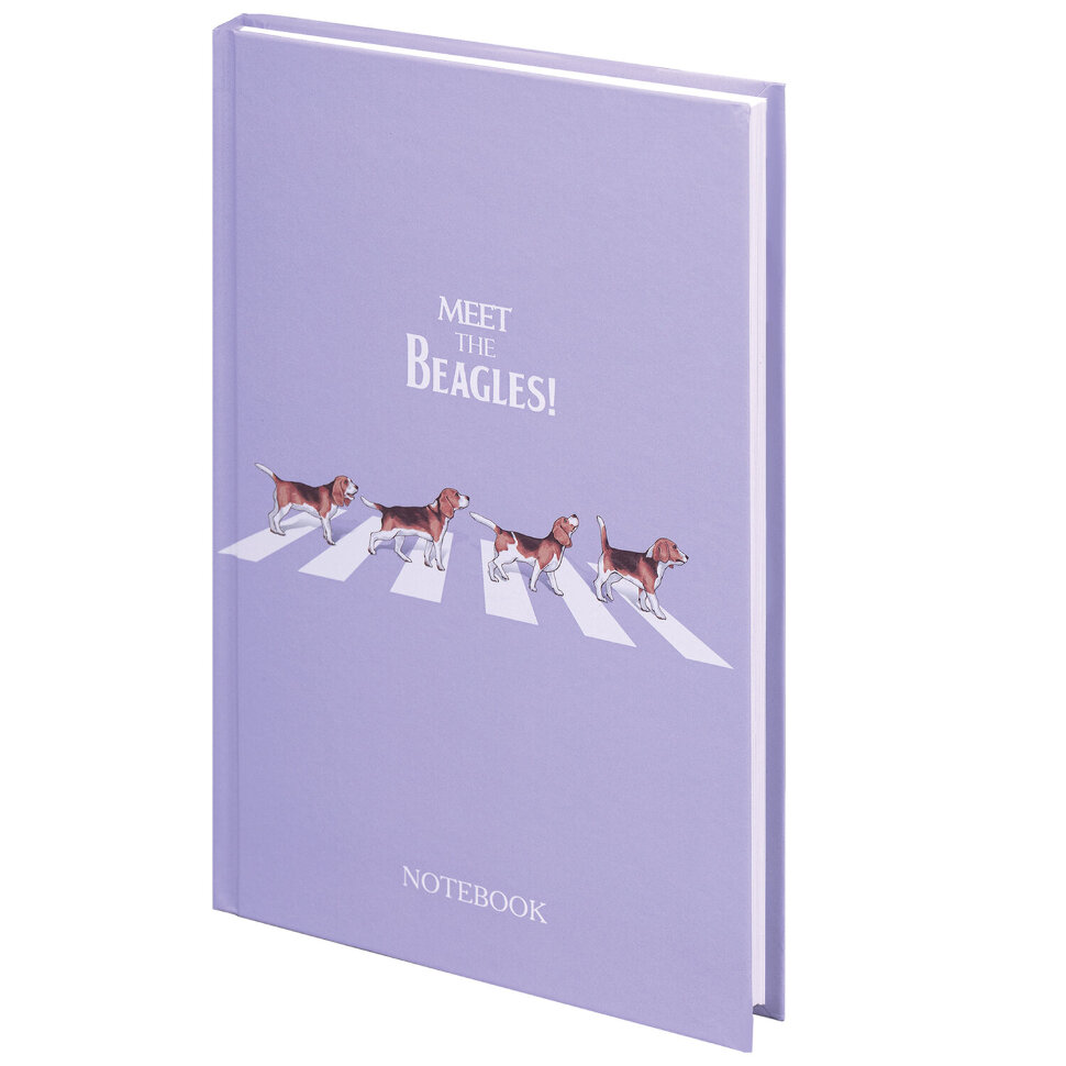 Блокнот А5 134х206 мм, 80 л., твердый, клетка, выборочный лак, STAFF, "Beagles", 114424, 114424