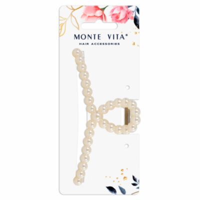 Краб для волос 13 см, жемчужный, MONTE VITA (МОНТЕ ВИТА), 457020, 12 штук, 457020