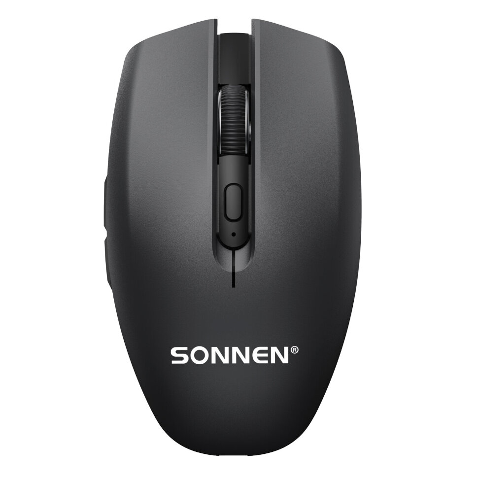 Мышь беспроводная USB, 800/1200/1600 dpi, 5 кнопок + колесо-кнопка, оптическая, SONNEN Q80, черная, 513945, 513945