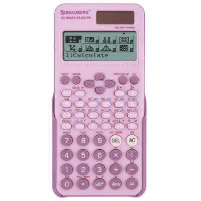 Калькулятор инженерный BRAUBERG SC-991ES-PLUS-PK (164х80 мм), 552 функции, 10+2 разряда, РОЗОВЫЙ, 272654, 272654