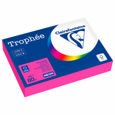 Бумага цветная CLAIREFONTAINE, А4, 80 г/м2, 500 л., неон, розовый, Франция, 2973PC, 116724