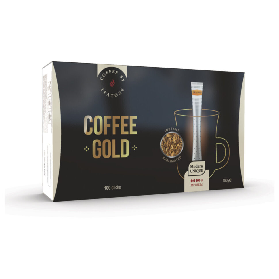 Кофе растворимый порционный TEATONE "GOLD", 100 стиков по 1,8 г, 1269, 623506