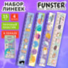 Линейки пластиковые 15 см FUNSTER (ФАНСТЕР), "КОТЫ", НАБОР 4 штуки, пенал, 210915, 210915