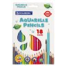 Карандаши цветные акварельные BRAUBERG PREMIUM AQUARELLE, 18 цветов, трехгранные, утолщенный грифель 4 мм, натуральное дерево, 181672, 181672