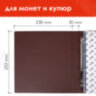 Альбом нумизмата для 380 монет (диаметр до 38 мм) и купюр, 253х238 мм, коричневый, ОСТРОВ СОКРОВИЩ, 237961, 237961