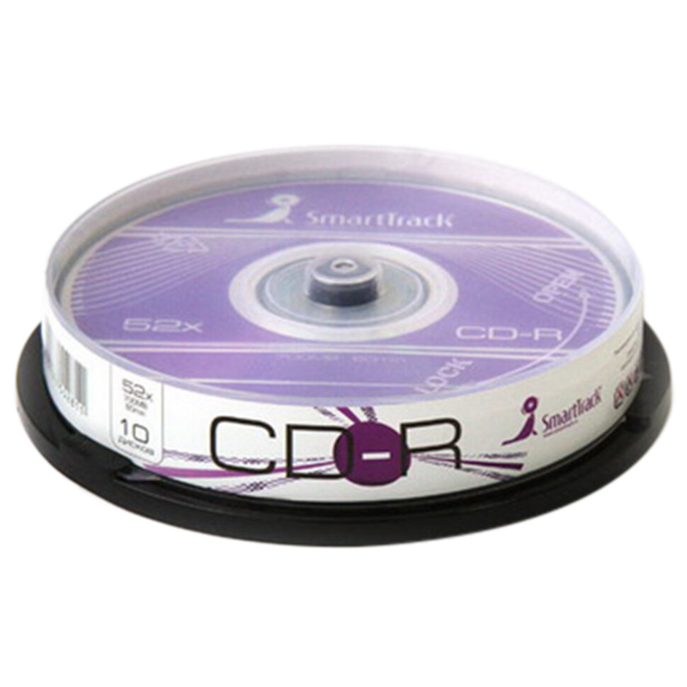 Диск CD-R SMARTTRACK, 700 Мб 52x Cake Box (упаковка на шпиле), КОМПЛЕКТ 10 шт., ST000148, 513987