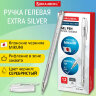 Ручка гелевая СЕРЕБРИСТАЯ BRAUBERG "EXTRA SILVER", корпус прозрачный, 0,5 мм, линия 0,35 мм, 143913, 143913