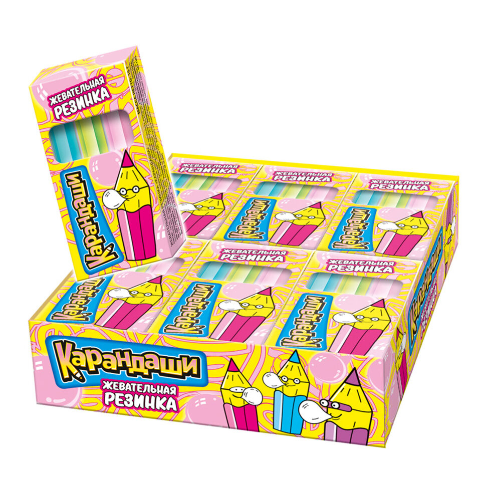 Жевательная резинка "Карандаши", 15 г, КАНДИ КЛАБ, GUM024-1, 48 штук, 624355