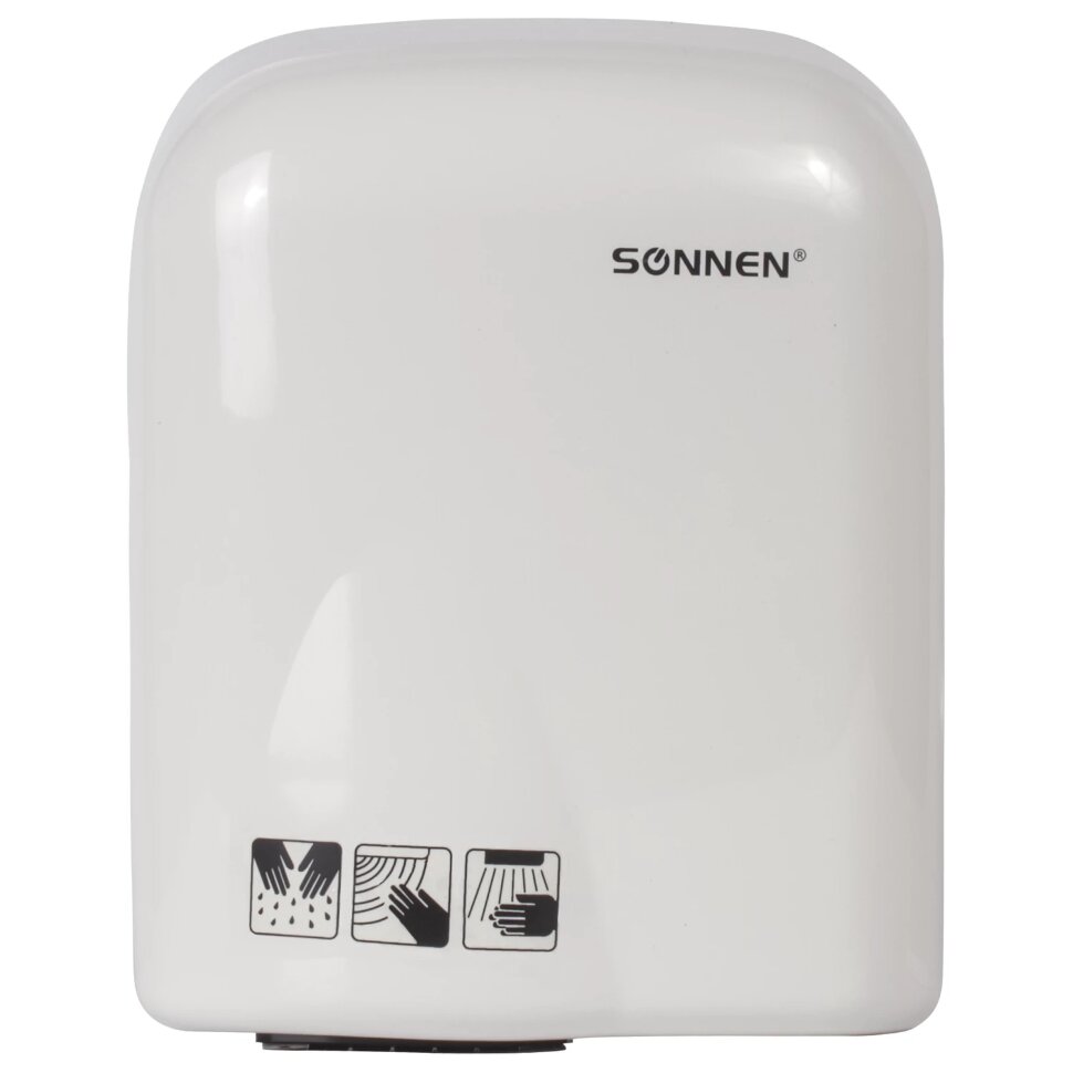 Сушилка для рук SONNEN HD-165, 1650 Вт, пластиковый корпус, белая, 604191, 604191