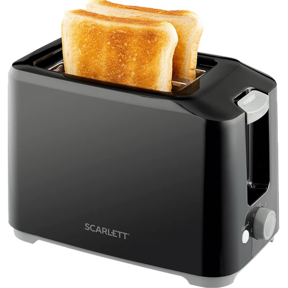 Тостер SCARLETT SC-TM11020, 700 Вт, 2 тоста, 7 режимов, механическое управление, пластик, черный, 457217