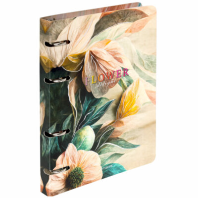Тетрадь на кольцах А5 160х212 мм, 120 листов, картон, фольга, клетка, BRAUBERG, "Delicate flowers", 404737, 404737