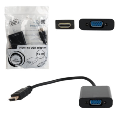 Кабель-переходник HDMI-VGA, 15 см, CABLEXPERT, M-F, для передачи аналогового видео, A-HDMI-VGA-04, 512097