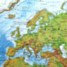 Карта мира физическая 101х66 см, 1:29М, с ламинацией, интерактивная, европодвес, BRAUBERG, 112377, 112377