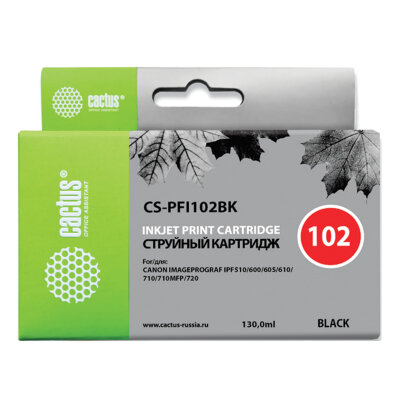 Картридж струйный CACTUS (CS-PFI102BK) для CANON iPF500/510/F600/605/650/700, черный, 362783