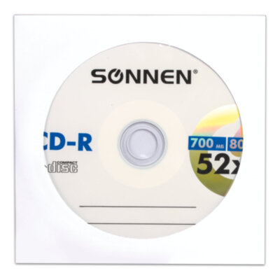 Диск CD-R SONNEN, 700 Mb, 52x, бумажный конверт (1 штука), 512573, 512573