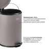 Ведро мусорное с педалью 20 литров "Classic", СЕРОЕ МАТОВОЕ, металлическое, со съемным внутренним ведром, LAIMA, 604946, 604946