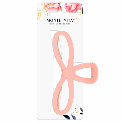 Краб для волос 12,5 см, soft-touch, розовый, MONTE VITA (МОНТЕ ВИТА), 457011, 12 штук, 457011
