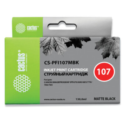 Картридж струйный CACTUS (CS-PFI107MBK) для CANON PF680/685/780/785, матовый черный, 362788