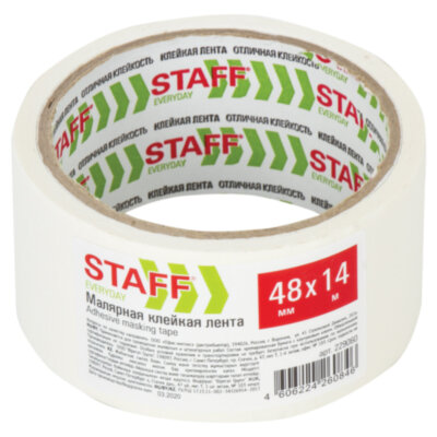 Клейкая лента малярная креппированная 48 мм x 14 м, STAFF, 229060, 229060