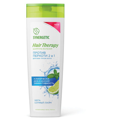Шампунь-бальзам 400 мл SYNERGETIC HAIR THERAPY "Против перхоти 2 в 1", мята и лайм, 701409, 701897