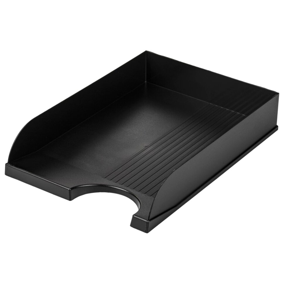 Лоток горизонтальный для бумаг BRAUBERG Standard, 350х253х65 мм, черный, 237947, 237947
