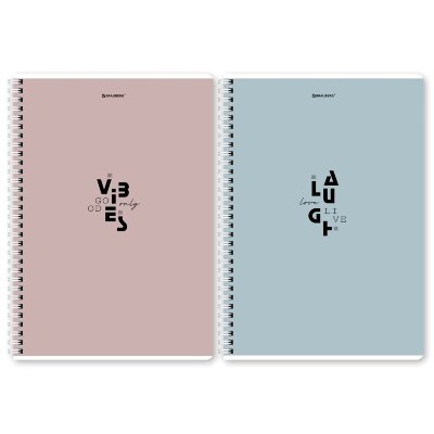 Тетрадь А4, 96 л., BRAUBERG, гребень, клетка, матовая ламинация, "Пастель_3" (микс в спайке), 405320, 8 штук, 405320