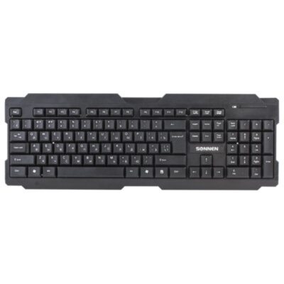 Клавиатура беспроводная SONNEN KB-5156, USB, 104 клавиши, 2,4 Ghz, черная, 512654, 512654