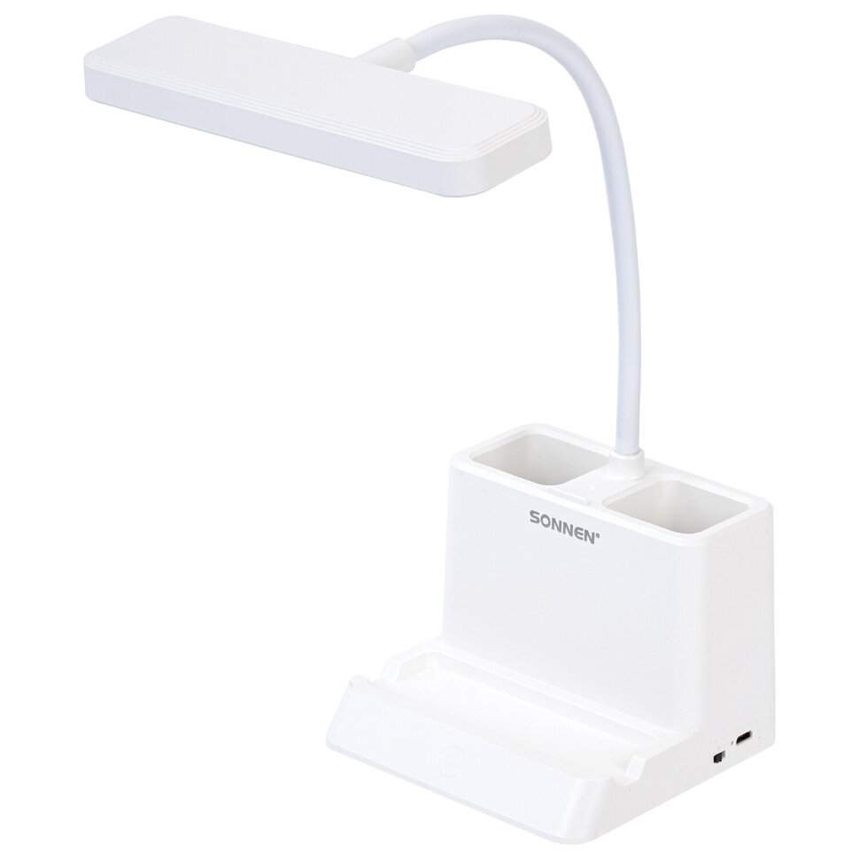 Настольная лампа / светильник беспроводная SONNEN PT-302, органайзер, USB, LED, 3 Вт, 3 режима, 238783, 238783