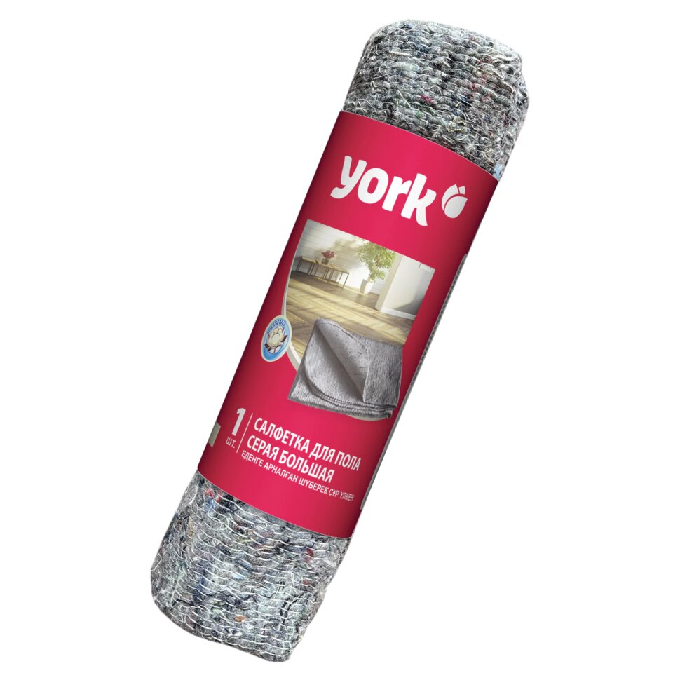 Тряпка для мытья пола 60х75 см, плотность 260 г/м2, ХПП, серая в рулоне, YORK, 22310, 608406