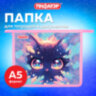 Папка для тетрадей ПИФАГОР А5, 1 отделение, пластик, на молнии, "Magic kitty", 273327, 273327